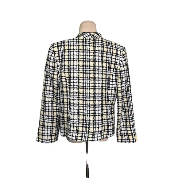 Jessica Howard yellow plaid long sleeves open front Blazer size 12P - Picture 3 of 10